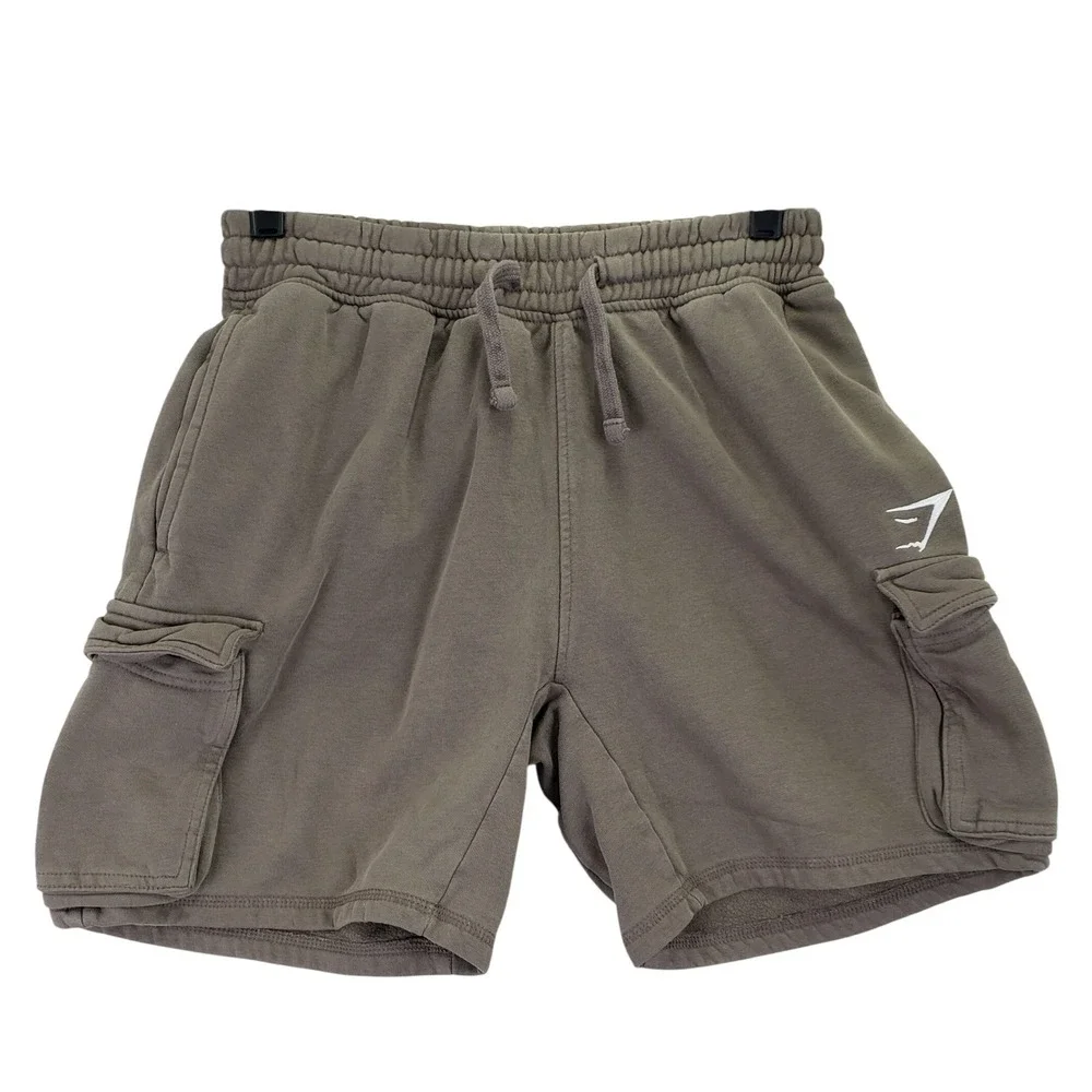 Gymshark Cargo Sweat Shorts Mens XS Olive Green Athletic Loungewear Gorpcore